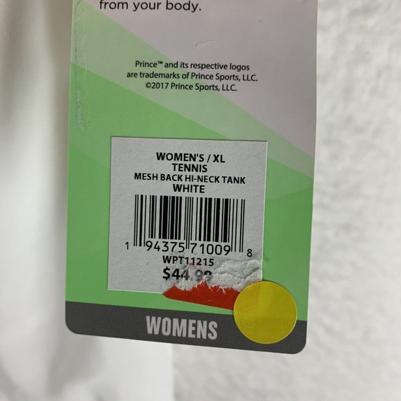 Prince Top Women's XL White Polyester Stretch Mesh Back High-Neck Tank 6791 - Picture 3 of 8